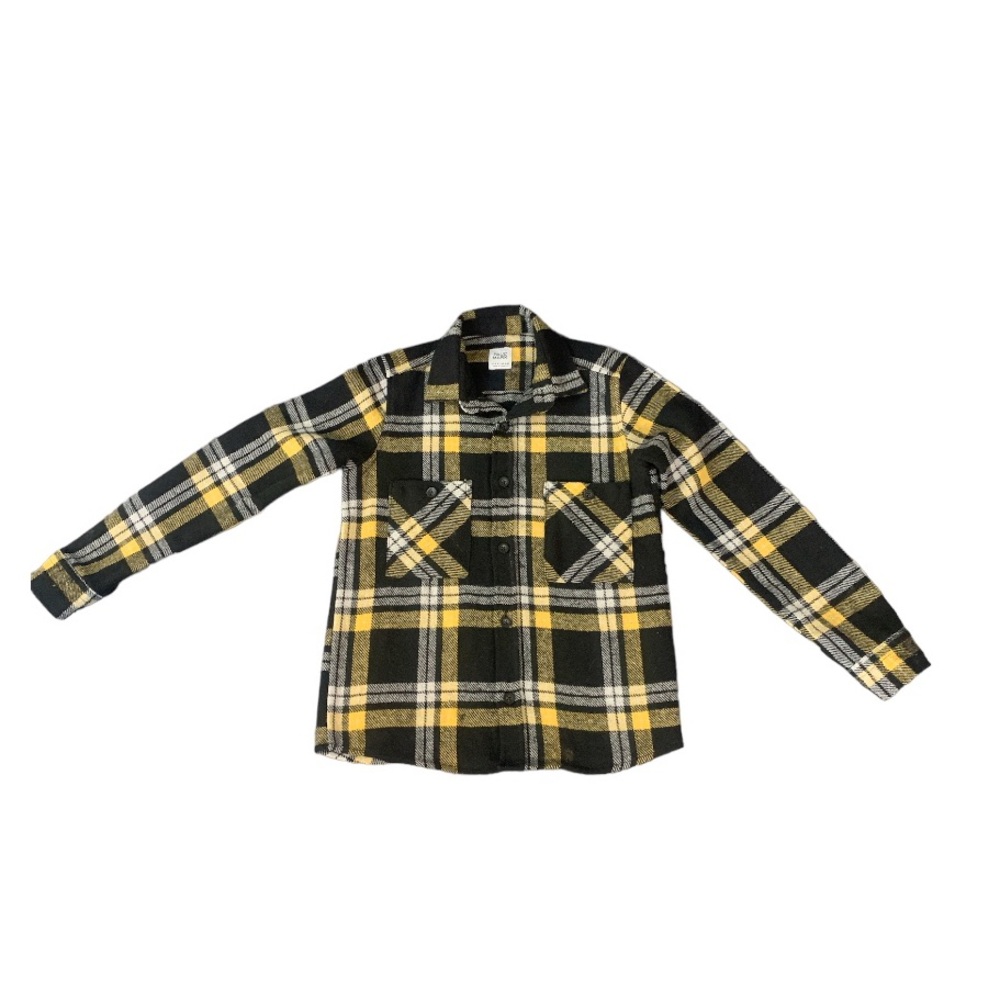 PaulMark Plaid Button Up Shirt Black Yellow 8 - 9 Youth Flannel Casual Cabin